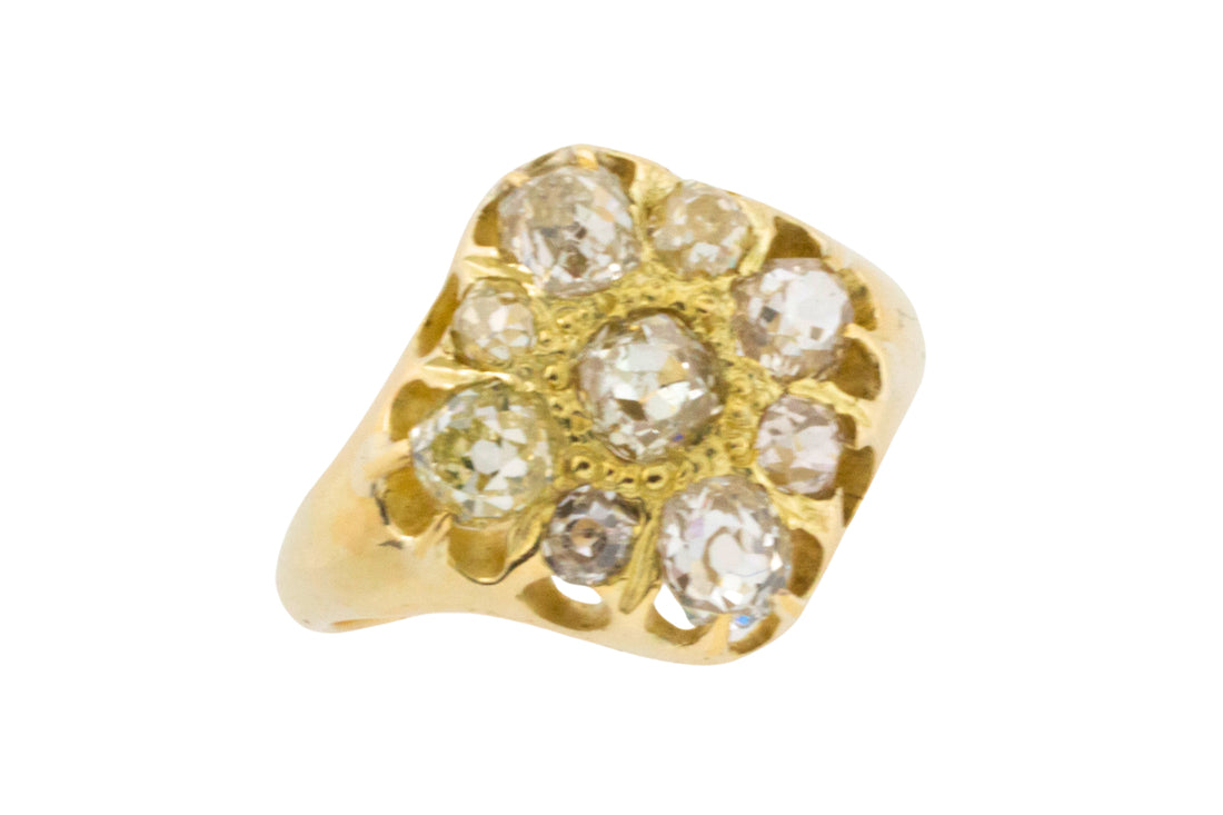 Victorian old mine cut diamond cluster ring-Antique rings-The Antique Ring Shop