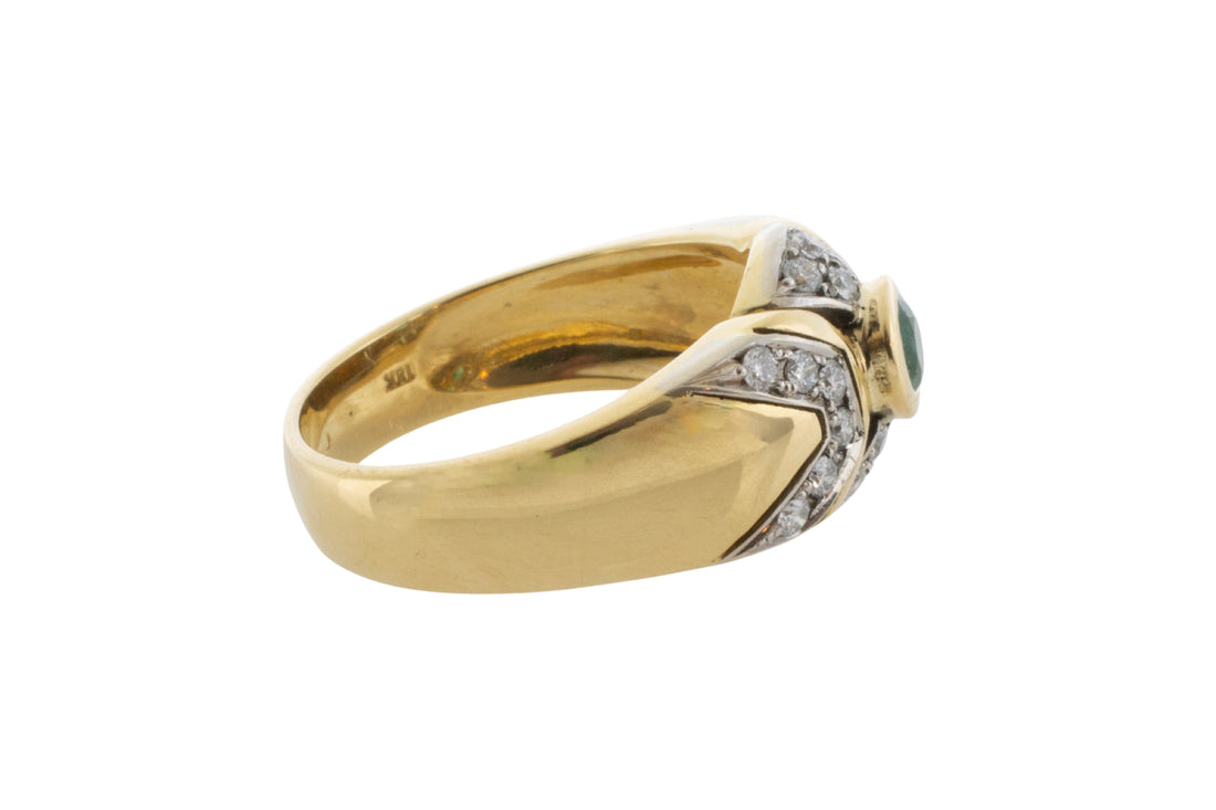 Emerald and diamond ring in 18 carat gold-Vintage Rings-The Antique Ring Shop