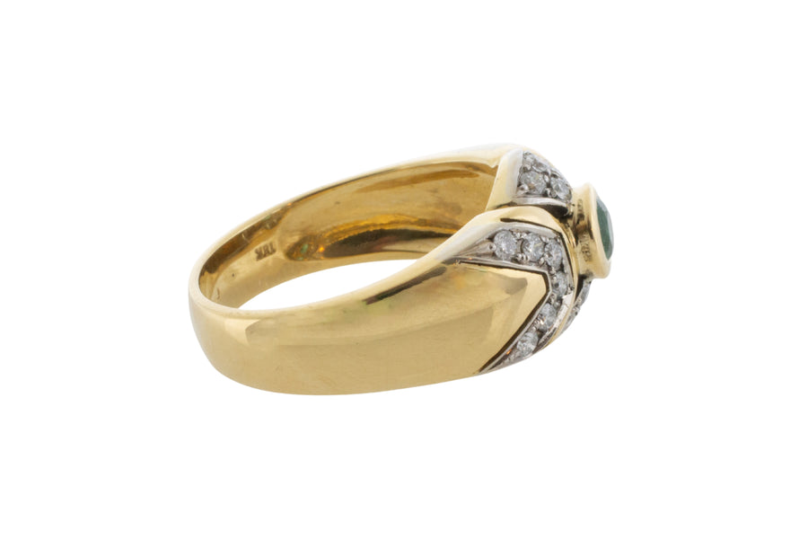 Emerald and diamond ring in 18 carat gold-Vintage Rings-The Antique Ring Shop