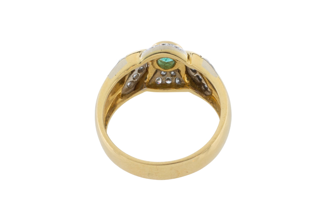 Emerald and diamond ring in 18 carat gold-Vintage Rings-The Antique Ring Shop