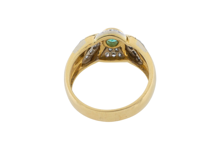 Emerald and diamond ring in 18 carat gold-Vintage Rings-The Antique Ring Shop