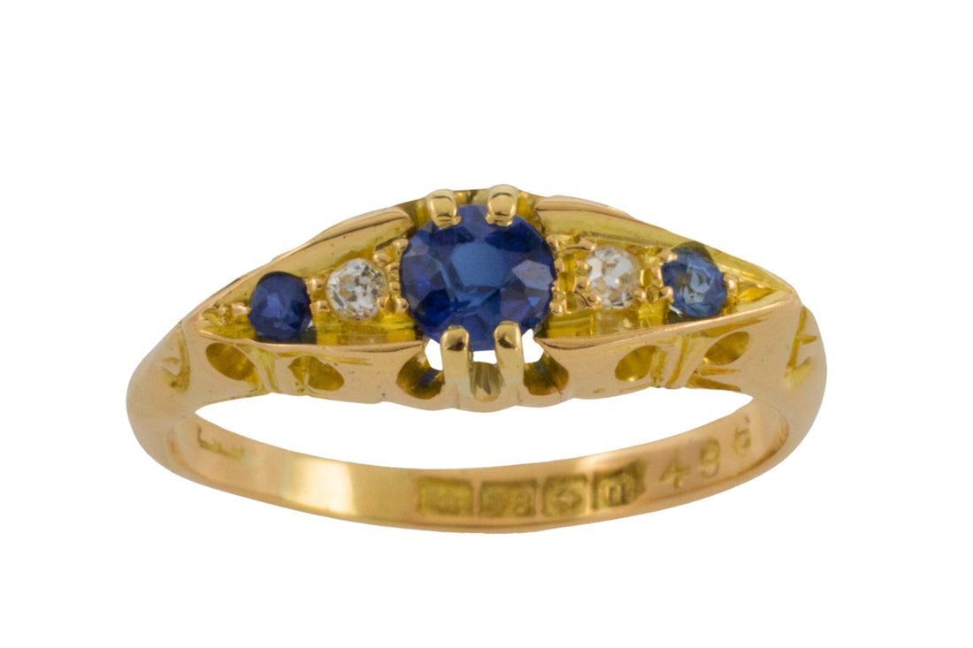 Edwardian sapphire and diamond ring from 1912-Antique rings-The Antique Ring Shop