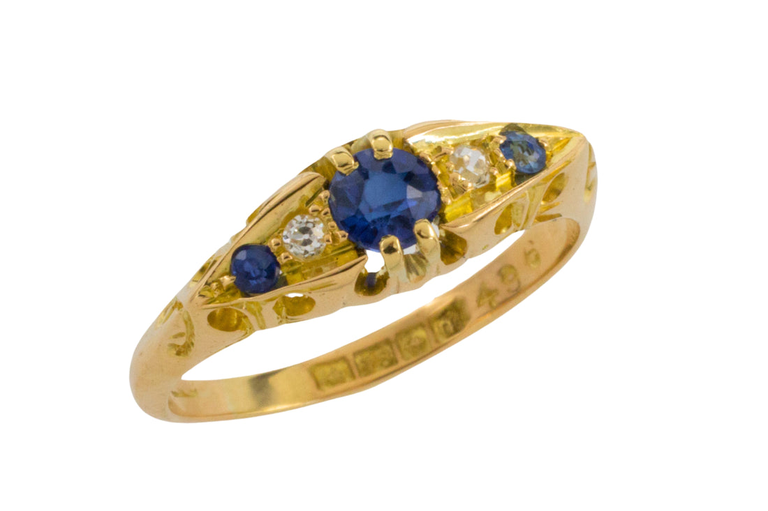 Edwardian sapphire and diamond ring from 1912-Antique rings-The Antique Ring Shop