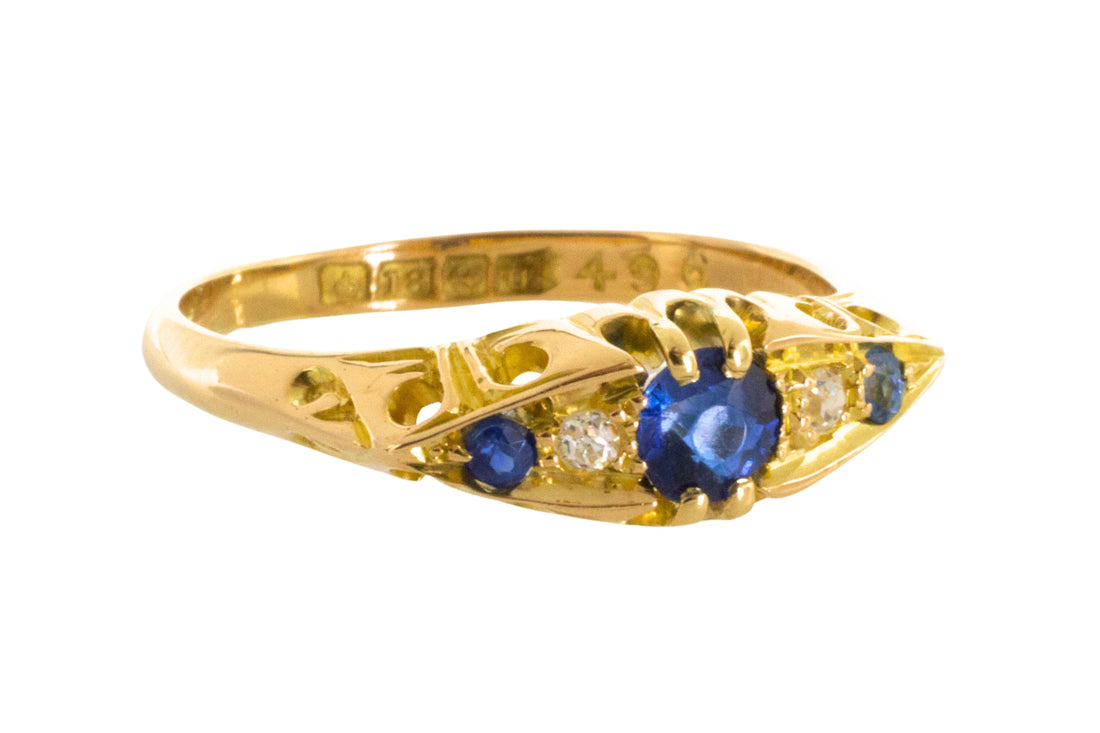 Edwardian sapphire and diamond ring from 1912-Antique rings-The Antique Ring Shop