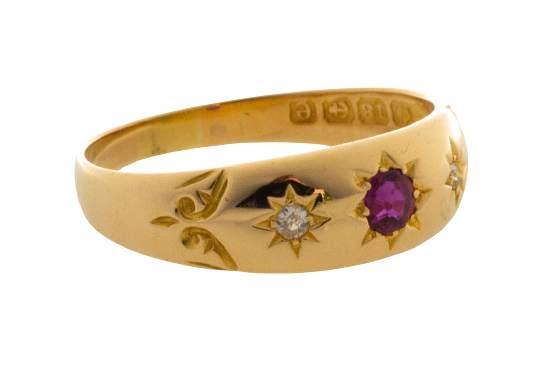 Edwardian ruby and diamond gypsy ring from 1904-Antique rings-The Antique Ring Shop