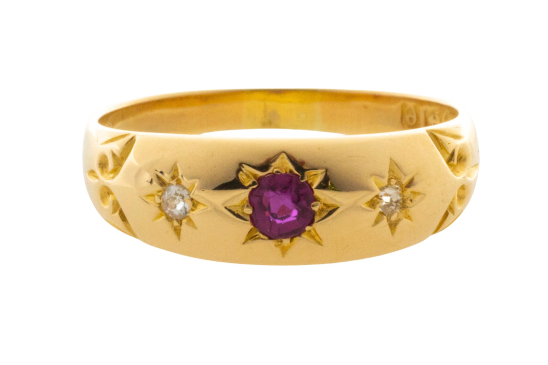 Edwardian ruby and diamond gypsy ring from 1904-Antique rings-The Antique Ring Shop