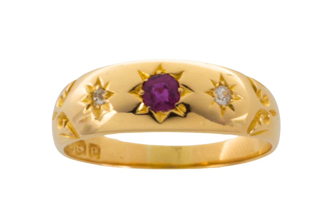 Edwardian ruby and diamond gypsy ring from 1904-Antique rings-The Antique Ring Shop