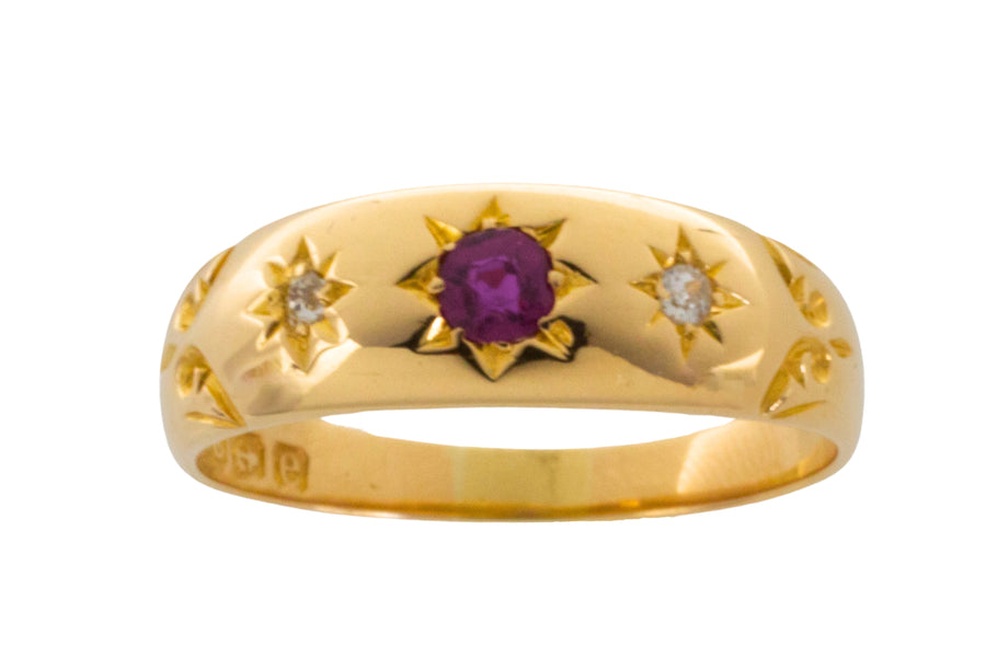 Edwardian ruby and diamond gypsy ring from 1904-Antique rings-The Antique Ring Shop