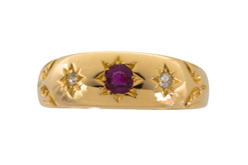 Edwardian ruby and diamond gypsy ring from 1904-Antique rings-The Antique Ring Shop