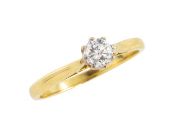 Diamond solitaire ring in yellow and white gold-engagement rings-The Antique Ring Shop