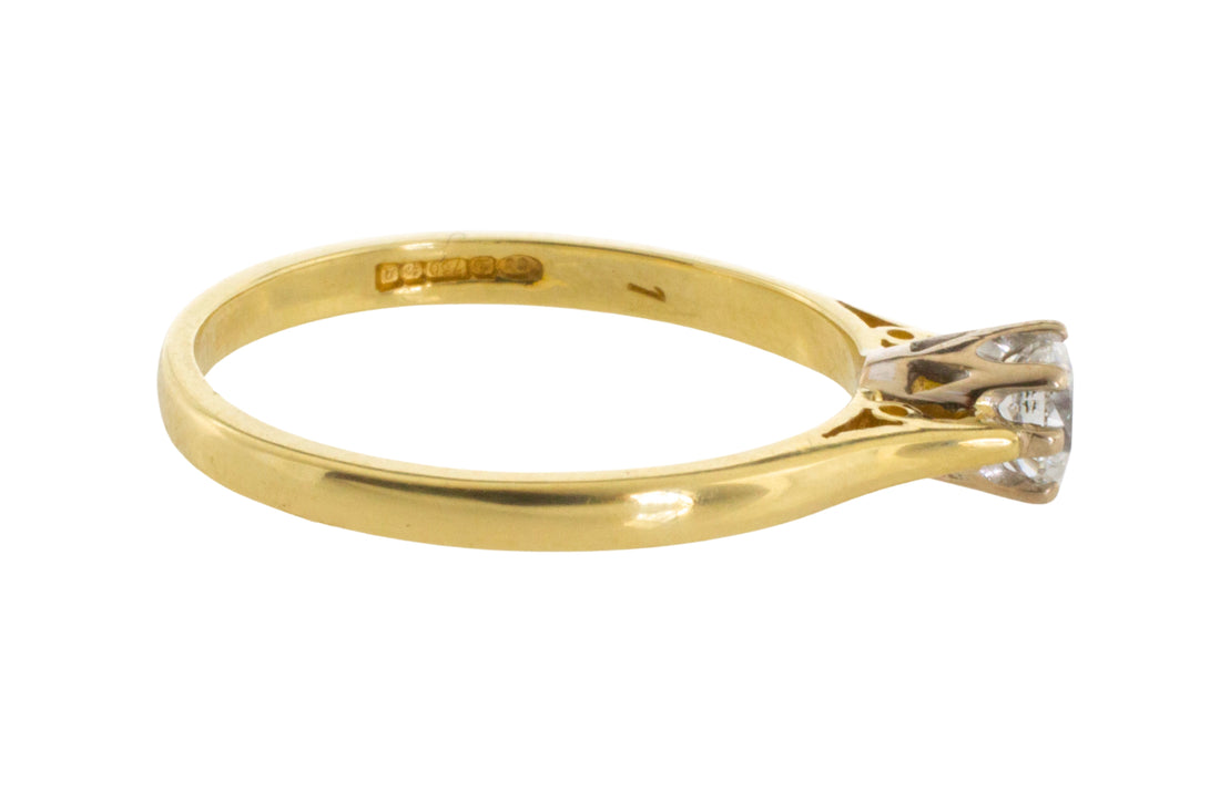 Diamond solitaire ring in yellow and white gold-engagement rings-The Antique Ring Shop