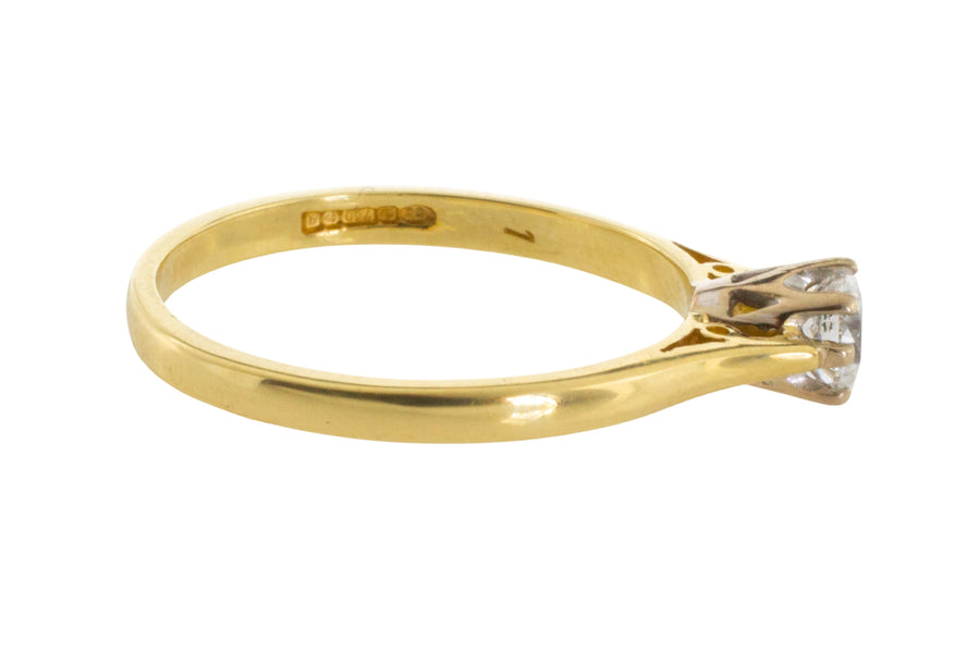 Diamond solitaire ring in yellow and white gold-engagement rings-The Antique Ring Shop