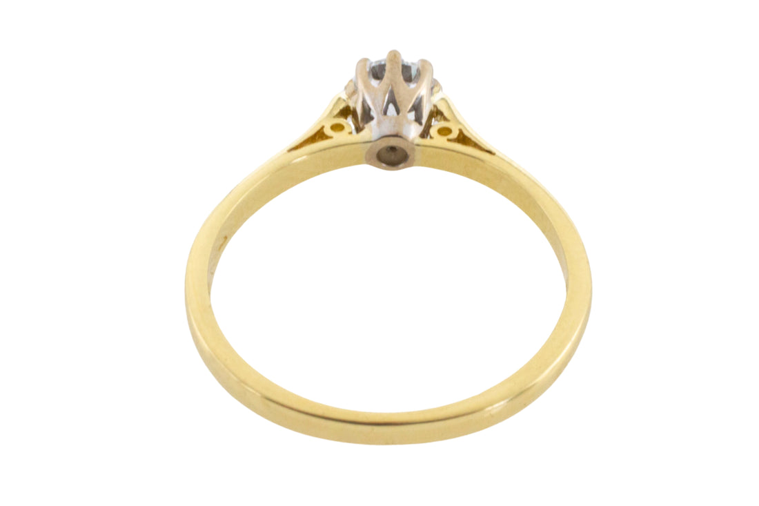 Diamond solitaire ring in yellow and white gold-engagement rings-The Antique Ring Shop