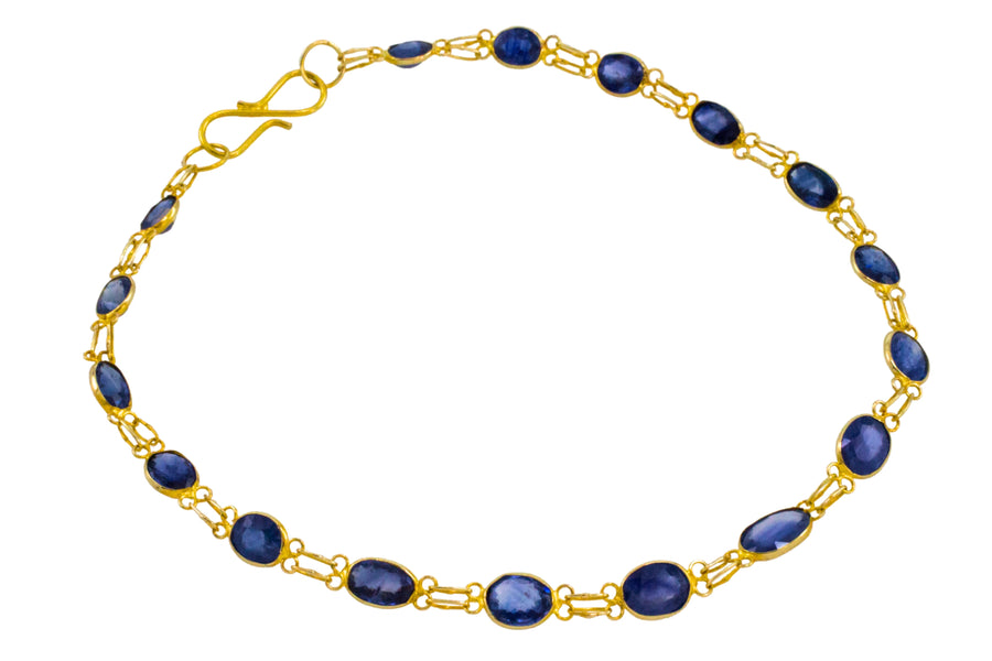 Vintage sapphire bracelet in 14 carat gold-Bracelets-The Antique Ring Shop