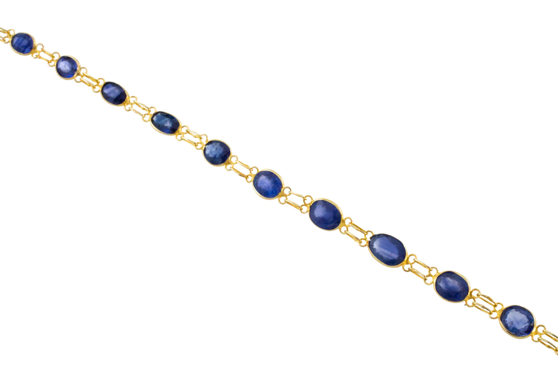 Vintage sapphire bracelet in 14 carat gold-Bracelets-The Antique Ring Shop