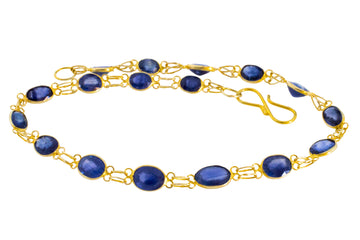 Vintage sapphire bracelet in 14 carat gold-Bracelets-The Antique Ring Shop