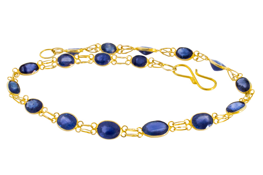 Vintage sapphire bracelet in 14 carat gold-Bracelets-The Antique Ring Shop
