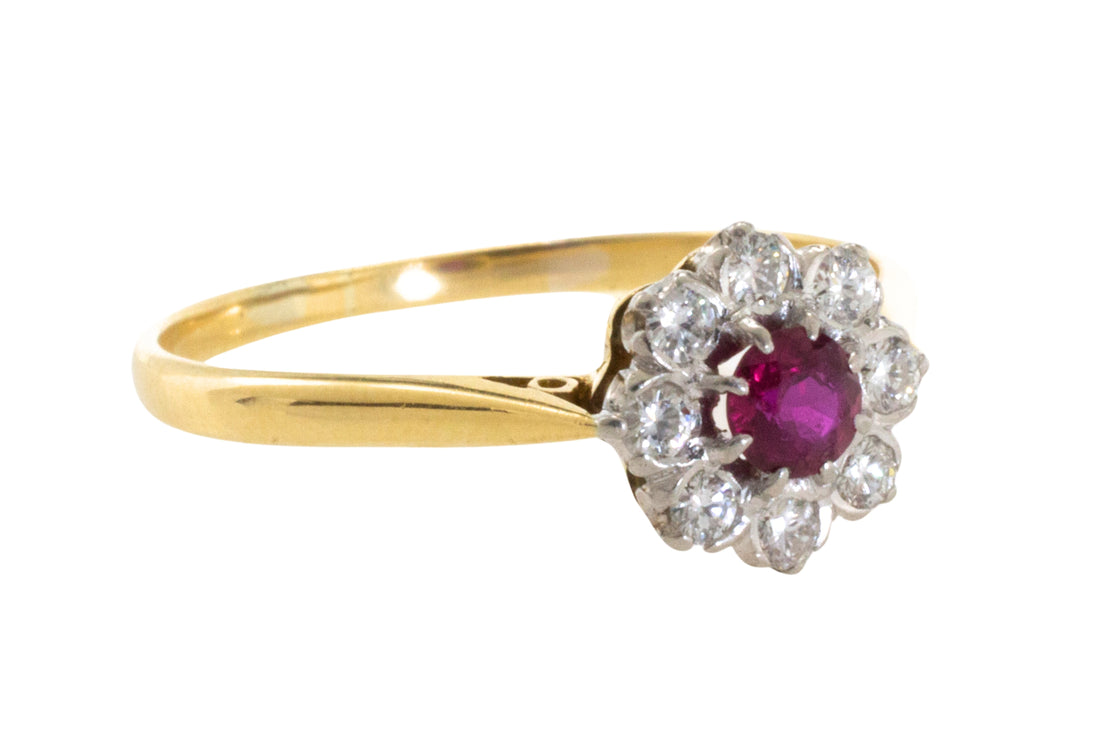 Vintage 18 carat gold ruby and diamond ring-Vintage Rings-The Antique Ring Shop