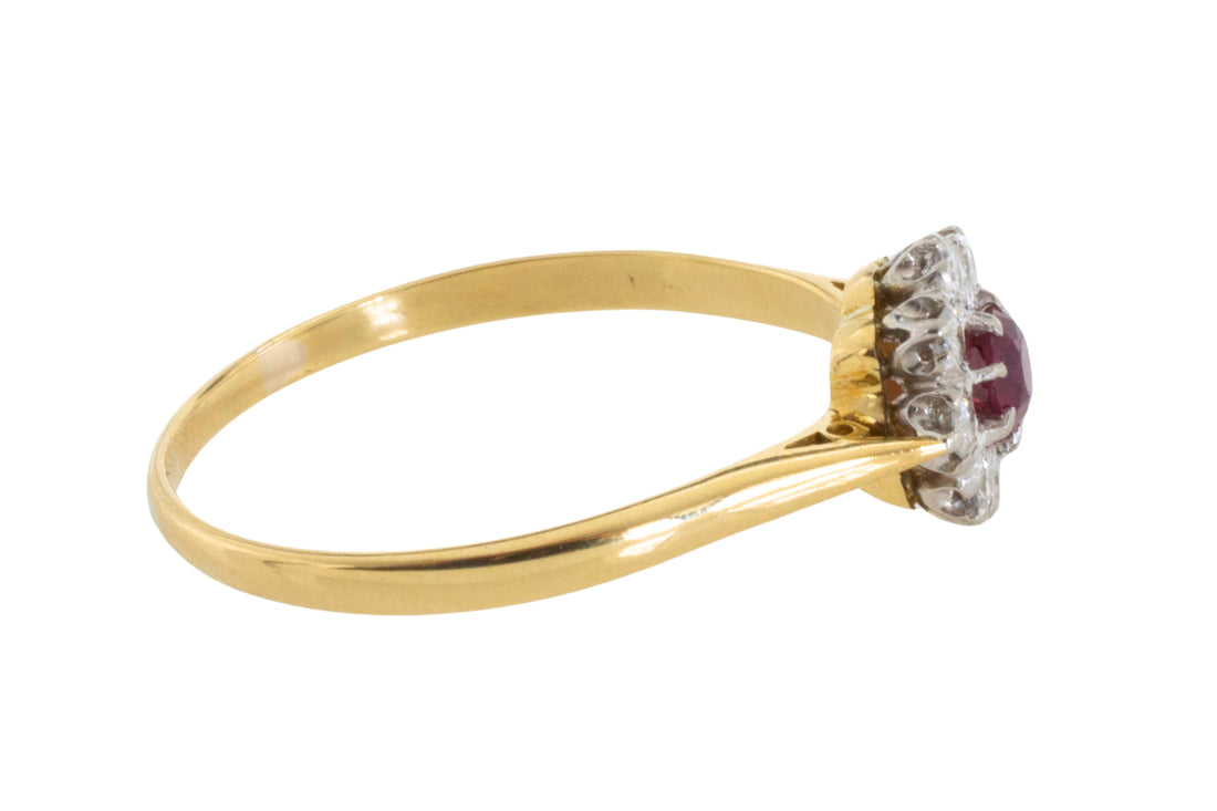 Vintage 18 carat gold ruby and diamond ring-Vintage Rings-The Antique Ring Shop