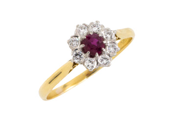 Vintage 18 carat gold ruby and diamond ring-Vintage Rings-The Antique Ring Shop