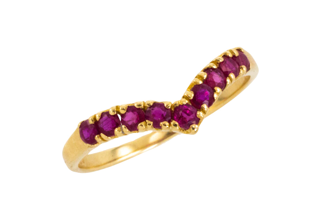 Ruby wish bone ring in 18 carat gold-Vintage Rings-The Antique Ring Shop