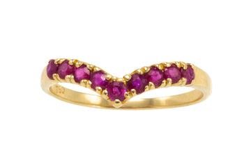 Ruby wish bone ring in 18 carat gold-Vintage Rings-The Antique Ring Shop