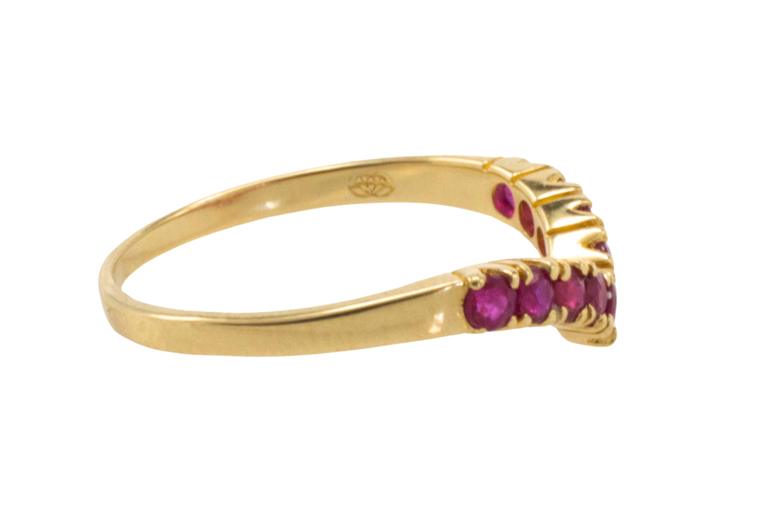 Ruby wish bone ring in 18 carat gold-Vintage Rings-The Antique Ring Shop