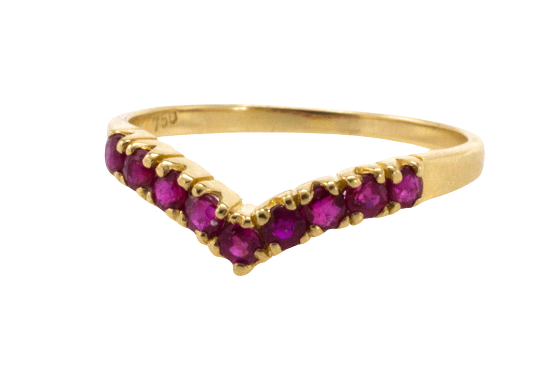 Ruby wish bone ring in 18 carat gold-Vintage Rings-The Antique Ring Shop
