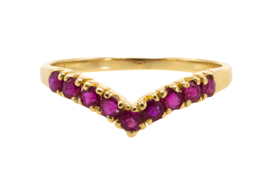 Ruby wish bone ring in 18 carat gold-Vintage Rings-The Antique Ring Shop