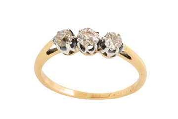 Three stone old cut diamond ring from 1919-The Antique Ring Shop