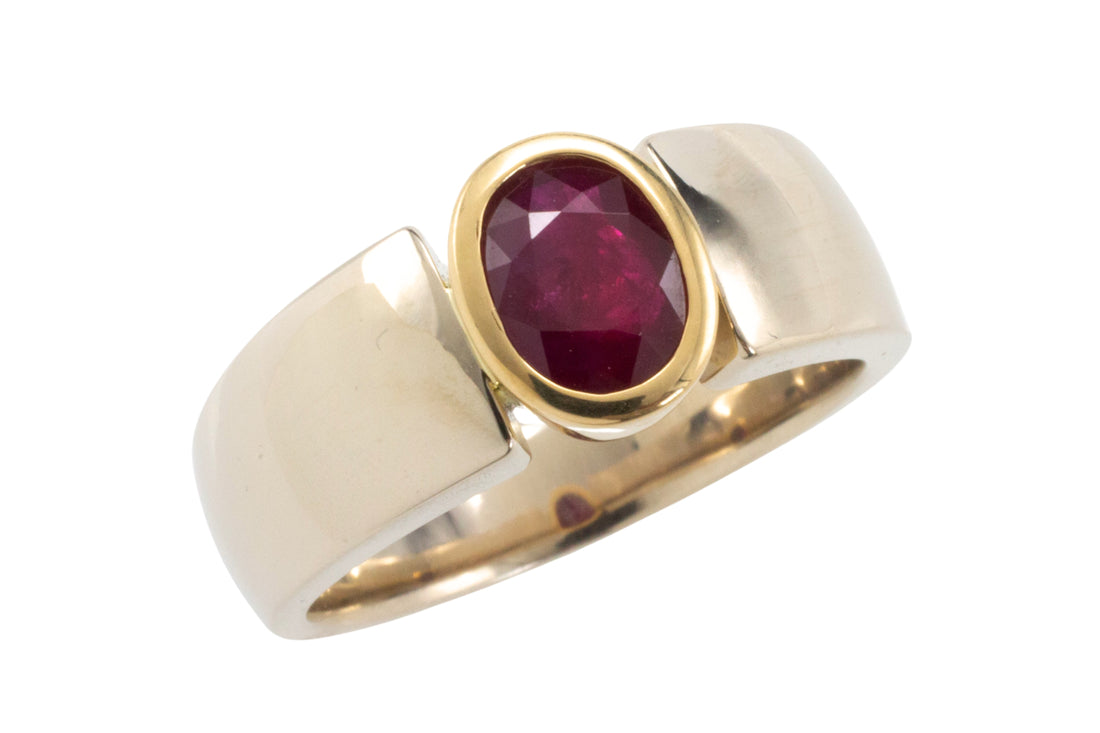 Ruby ring in white and yellow gold-Vintage Rings-The Antique Ring Shop