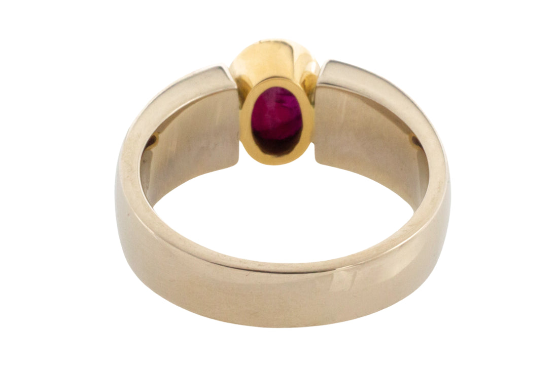 Ruby ring in white and yellow gold-Vintage Rings-The Antique Ring Shop