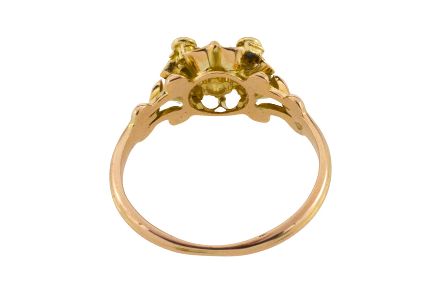 Vintage sapphire and diamond ring in 14 carat gold-Vintage Rings-The Antique Ring Shop