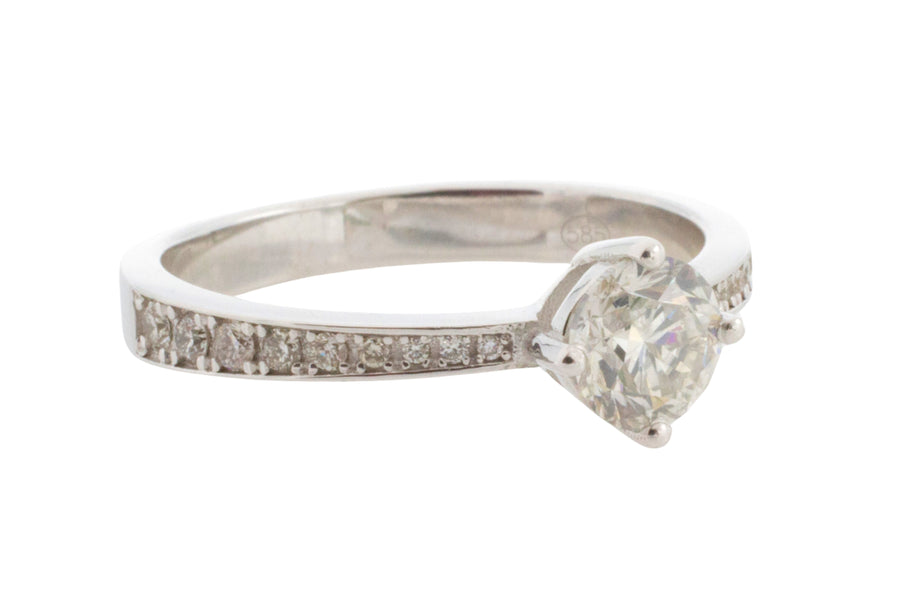 Diamond ring in 18 carat white gold-engagement rings-The Antique Ring Shop