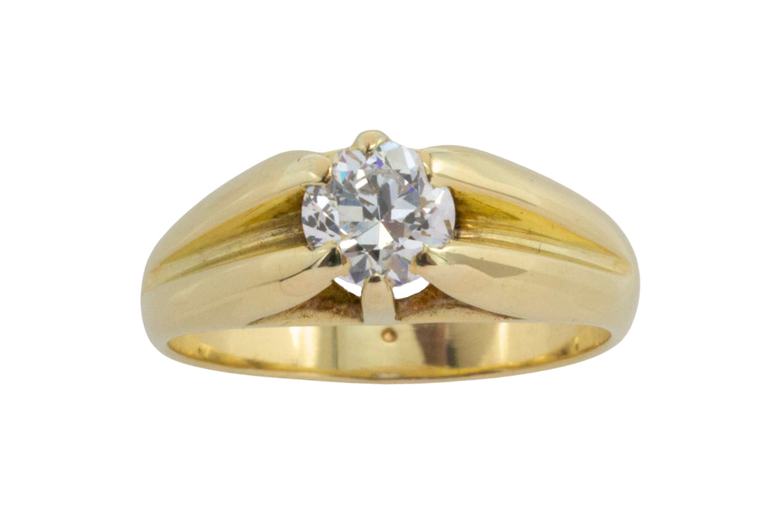 Vintage 14 carat gold brilliant cut diamond ring-gents rings-The Antique Ring Shop