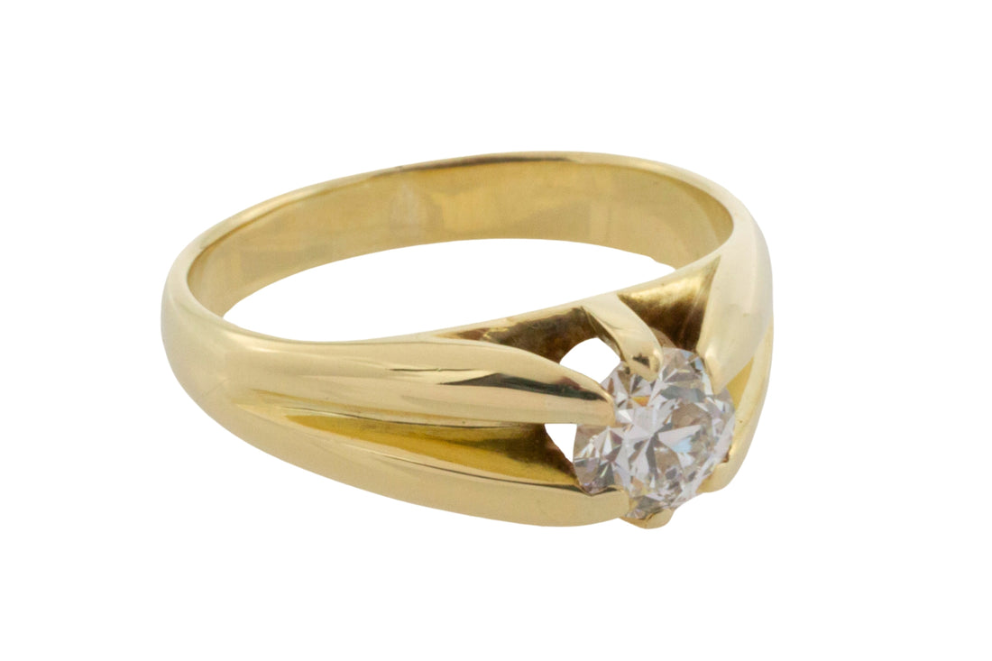 Vintage 14 carat gold brilliant cut diamond ring-gents rings-The Antique Ring Shop