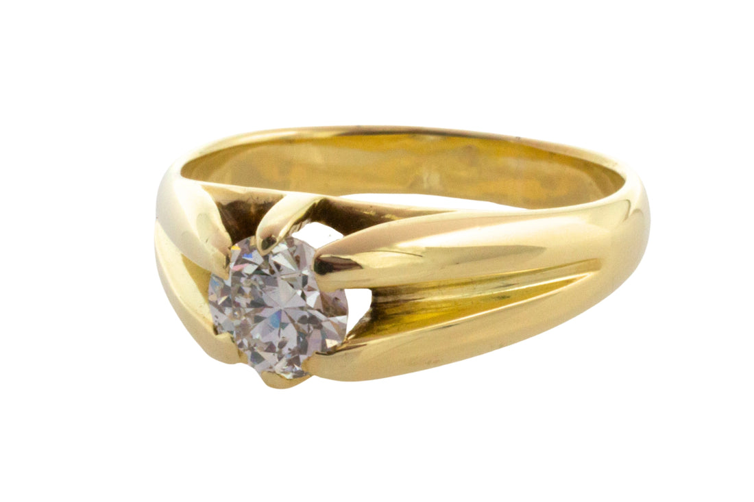 Vintage 14 carat gold brilliant cut diamond ring-gents rings-The Antique Ring Shop
