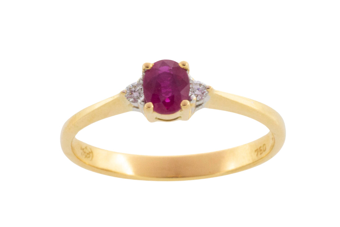 Ruby and diamond ring in 18 carat gold-Vintage Rings-The Antique Ring Shop