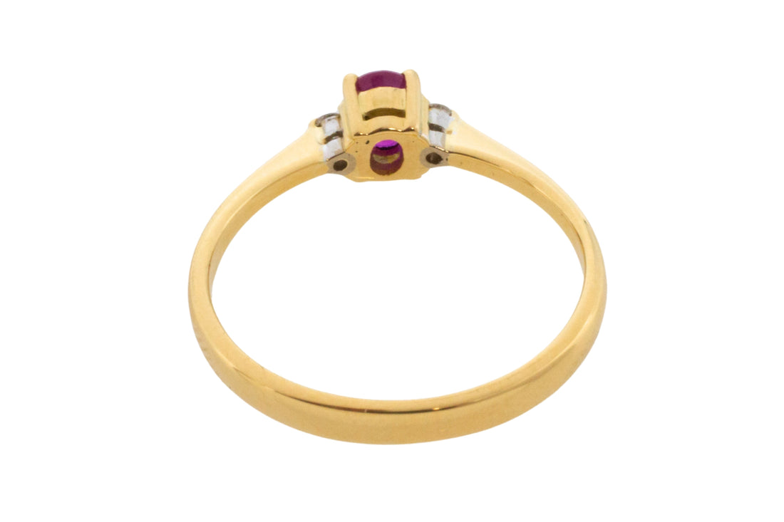Ruby and diamond ring in 18 carat gold-Vintage Rings-The Antique Ring Shop