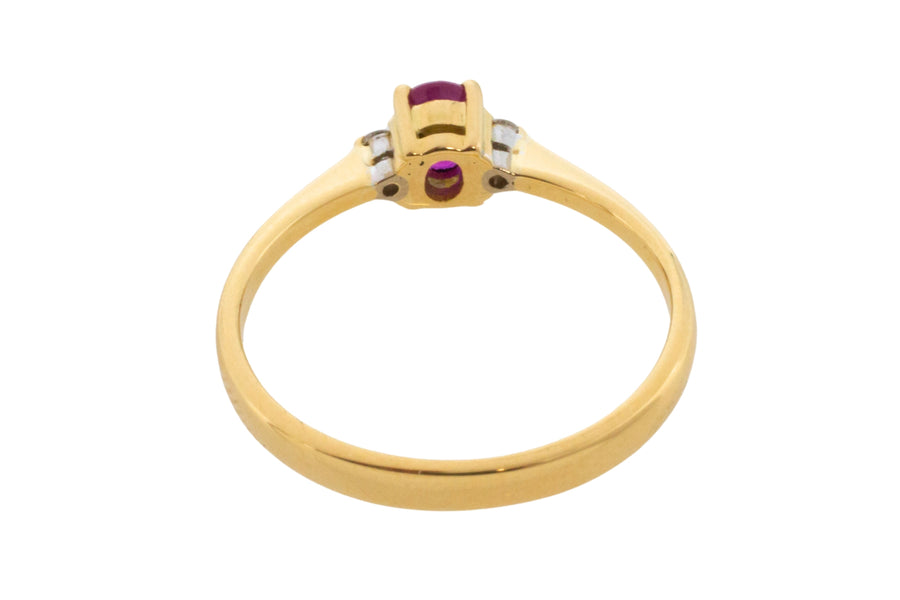 Ruby and diamond ring in 18 carat gold-Vintage Rings-The Antique Ring Shop