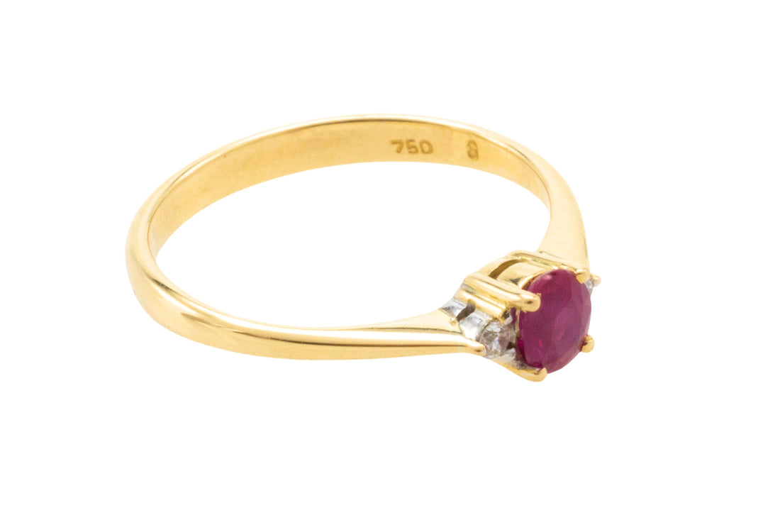Ruby and diamond ring in 18 carat gold-Vintage Rings-The Antique Ring Shop