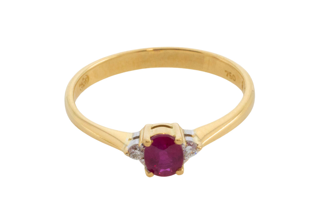 Ruby and diamond ring in 18 carat gold-Vintage Rings-The Antique Ring Shop