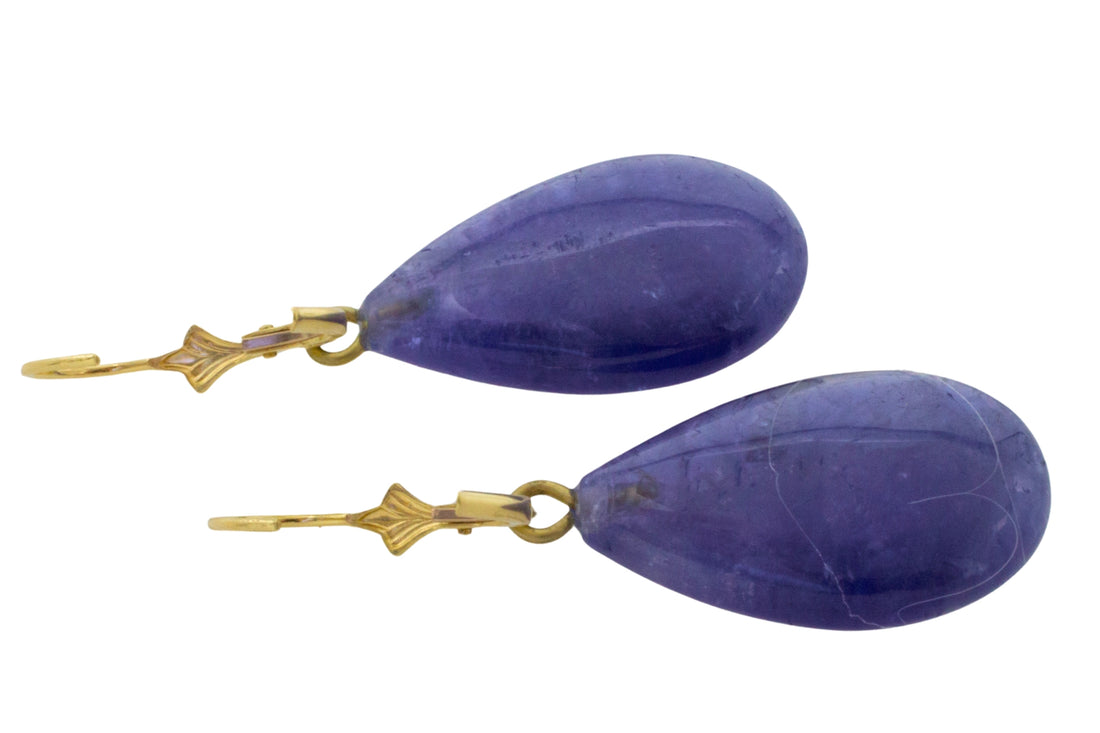 Tanzanite pendant earrings in 14 carat gold-Earrings-The Antique Ring Shop