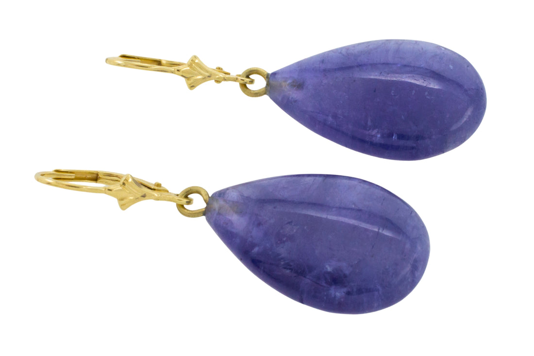 Tanzanite pendant earrings in 14 carat gold-Earrings-The Antique Ring Shop