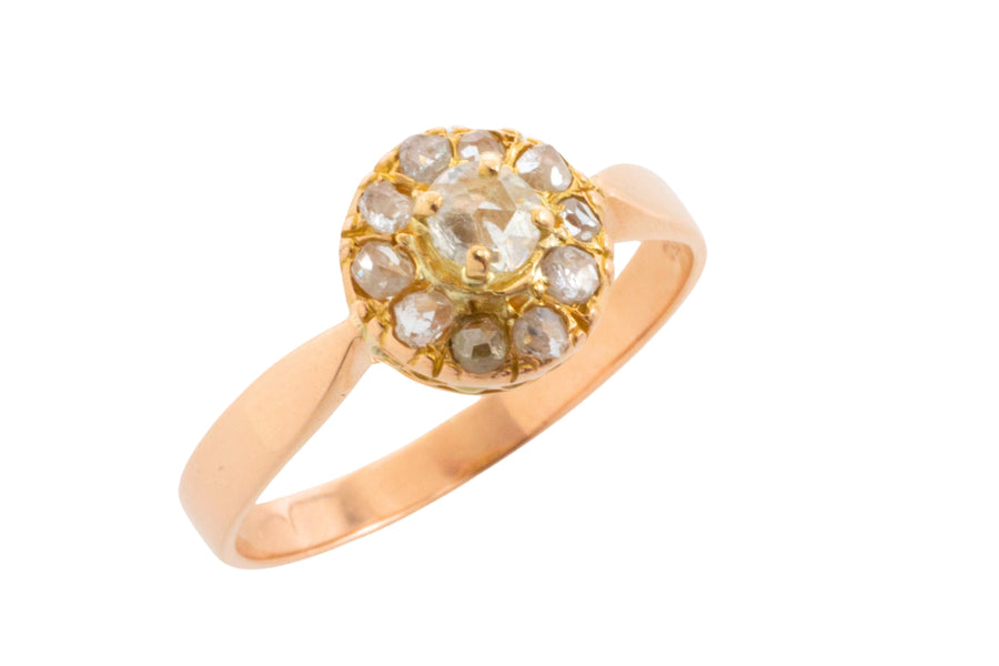 Rose diamond cluster ring in 14 carat gold-Antique rings-The Antique Ring Shop