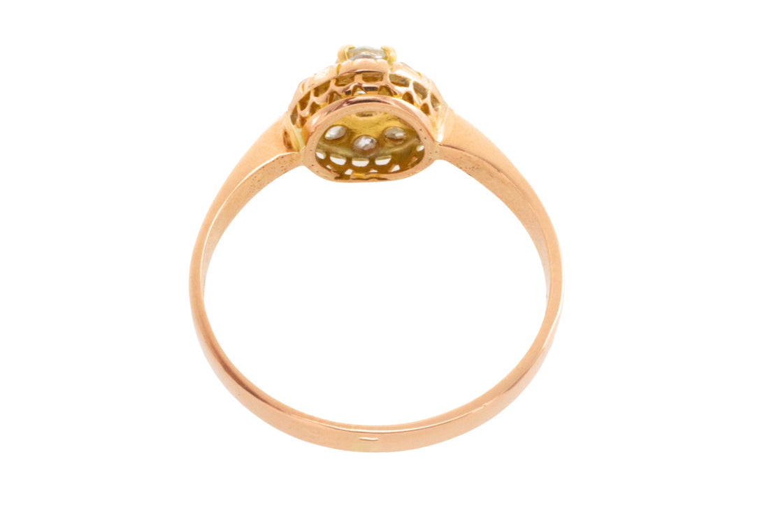 Rose diamond cluster ring in 14 carat gold-Antique rings-The Antique Ring Shop