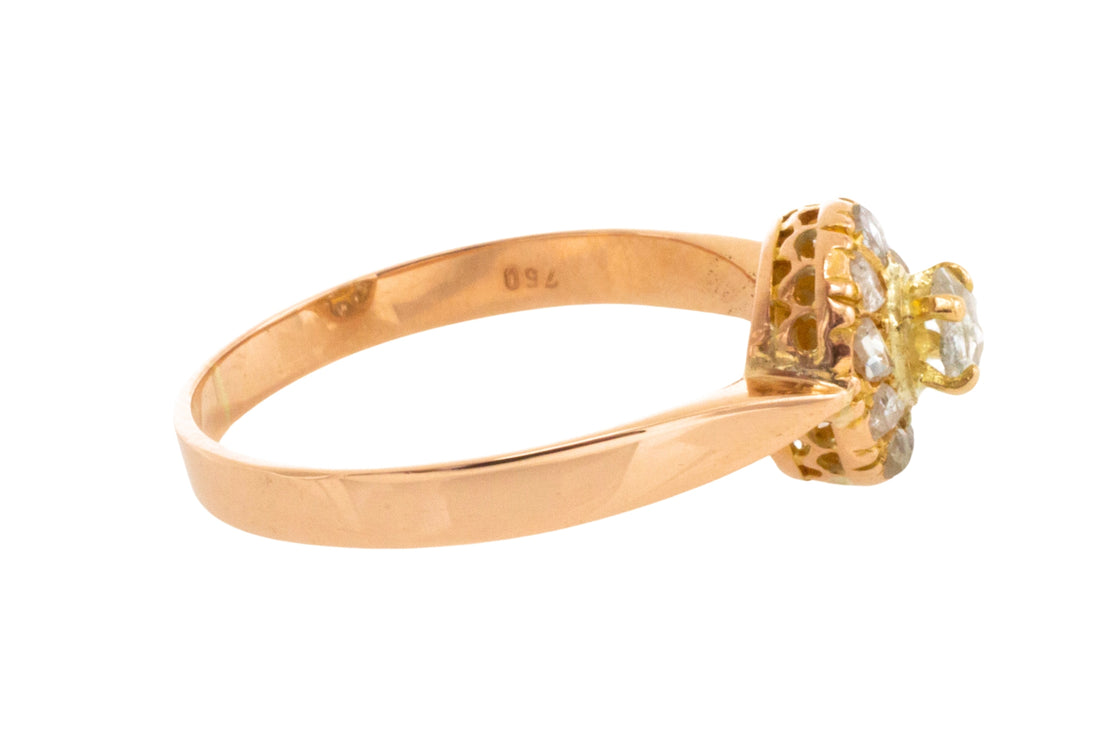 Rose diamond cluster ring in 14 carat gold-Antique rings-The Antique Ring Shop