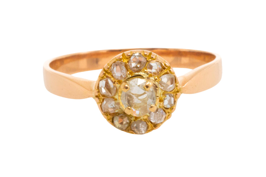 Rose diamond cluster ring in 14 carat gold-Antique rings-The Antique Ring Shop