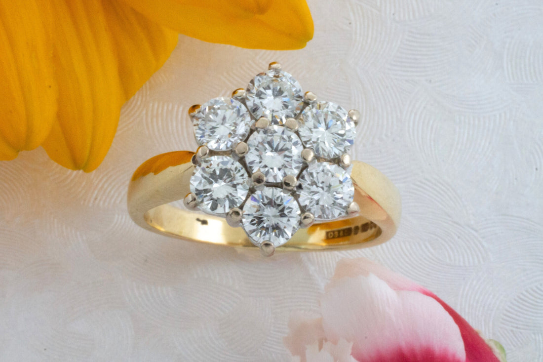 Vinateg diamond cluster ring in 18 carat gold-engagement rings-The Antique Ring Shop