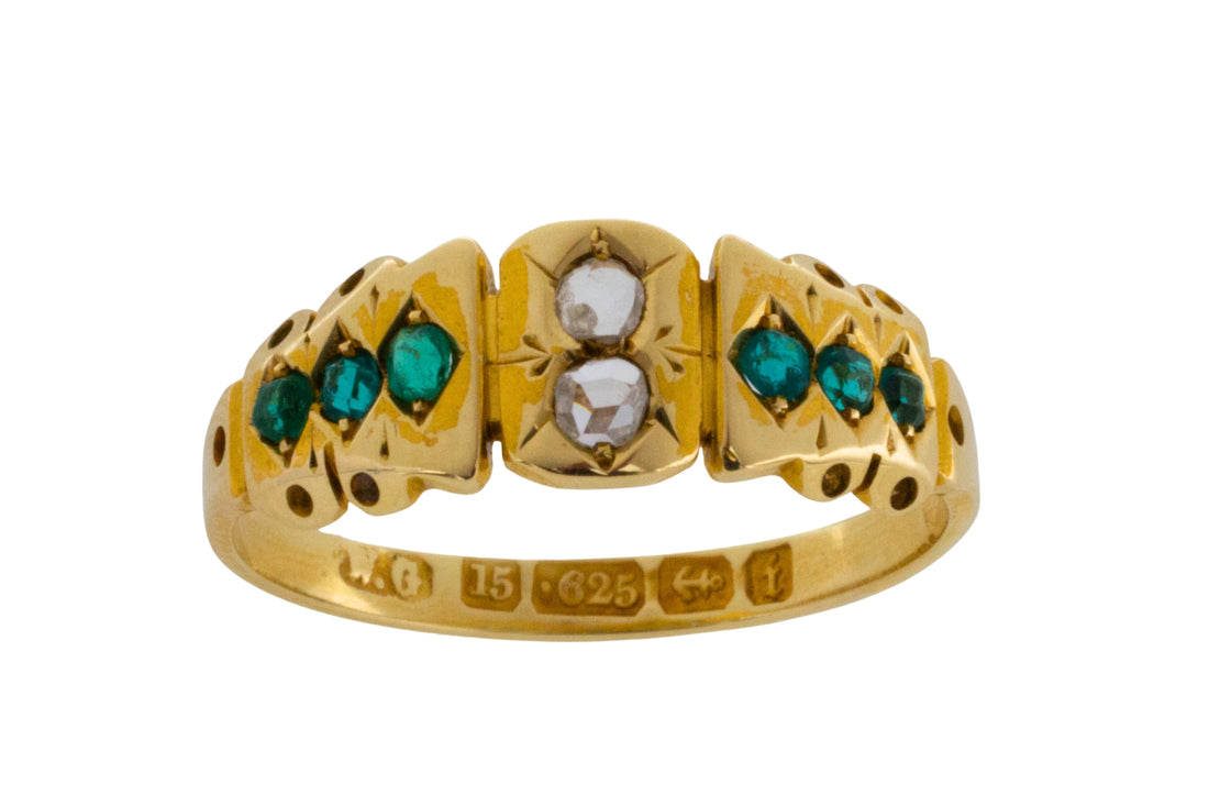 Victorian rose diamond and green paste ring from 1883-Antique rings-The Antique Ring Shop